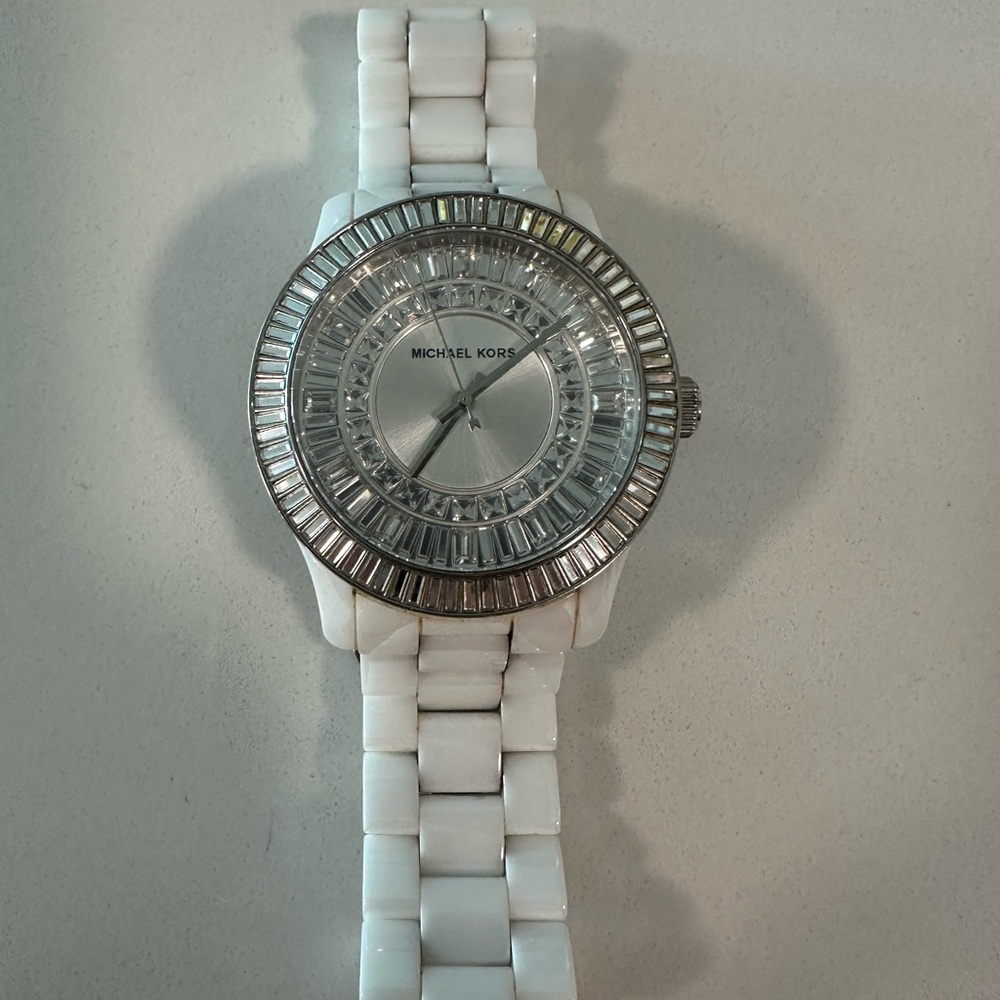 Michael Kors Silver and White Crystal Watch